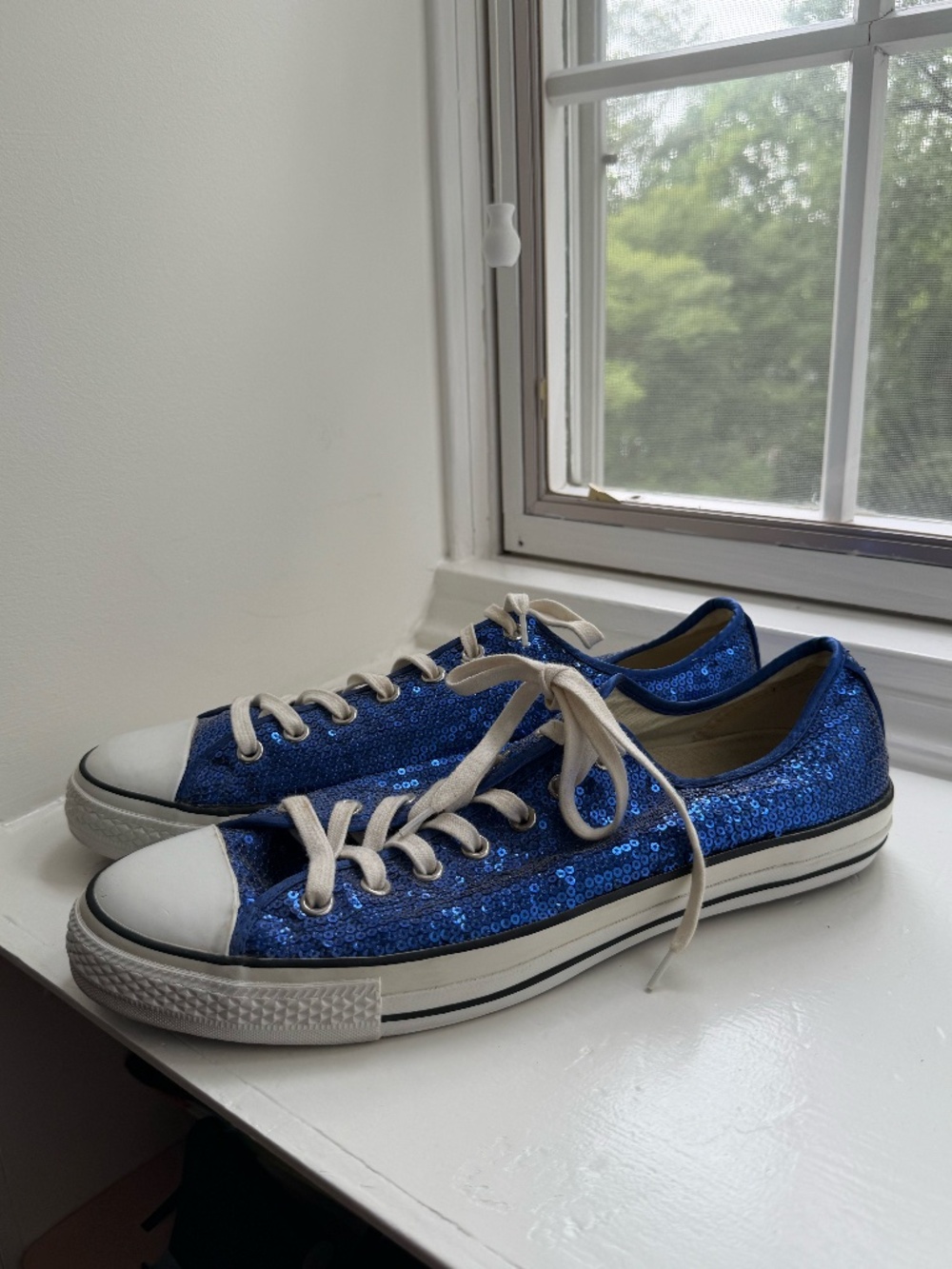 Converse Blue Sequin Low Top Sneakers | Men's 13